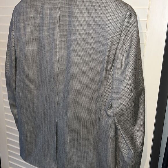 Lauren Ralph Lauren Mens Two Button Blazer Gray Brown Houndstooth 40R 100 % Silk - Picture 5 of 9
